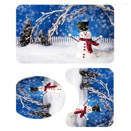 Bath Mats 3 In 1 Christmas Printing Bathroom Mat Set Anti-slip Washroom Carpet Toilet Seat Lid Cover For Home El (SDS51)