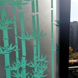 Window Stickers Blue-Green Bamboo Pattern Translucent Film Glass Sticker Bathroom Door Shelter Privacy Decorative