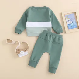 Clothing Sets Baby Boy Outfits Born Contrast Color Long Sleeve Sweatshirt Tops Toddler Elastic Sweatpants Fall Winter Clothes