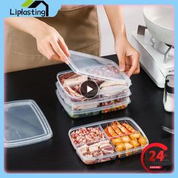 Storage Bottles Four Grid Box Multifunction Vegetable Kitchen Save Space Transparent Meal Prep Containers