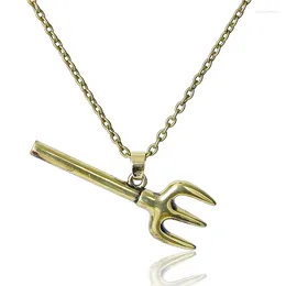 Pendant Necklaces Trend Personality Bronze Necklace Retro Style Fork Men And Women Universal Jewellery High Quality