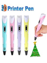 Second Generation 3D Printer Pen DIY 3 packs PLA Filament Arts 3D Pen Drawing Creative Gift For Kids Design Painting USB Cable Cha2491680