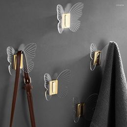 Hooks 2024 Acrylic Brass Hook Butterfly Robe Door Bag Key Holder Towel Hanger Rack Wall Mouted Bathroom Hardware Home Decor