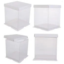 Take Out Containers 4 Pcs Packing Box Plastic Container With Lid Biscuit Food Grade White Card Disposable Paper Cups