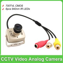 Cameras 700TVL CMOS Analog Camera Surveillance Home Indoor Audio MIC CCTV Video Camera With 6pcs 940nm IR Led Day Night Small AV Camera