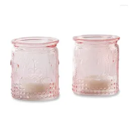 Candle Holders Vintage Pink 12ct Glass Tea Light Holder