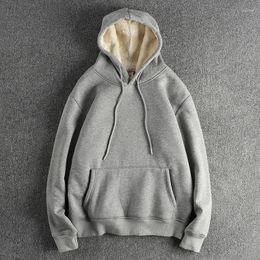 Men's Hoodies Flower Gray Plush And Thick Hooded Hoodie For Men Comfortable Warm Solid Color Casual Top 636