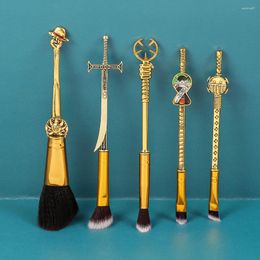 Makeup Brushes 5pcs/set ONE PIECE Monkey D. Luffy Cartoon Metal Handle Brush Set Cosplay Women Accessories