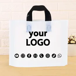 Gift Wrap 50pcs Customized Logo Matte Shopping Mall Bags Plastic Clothing Product Packaging Printed