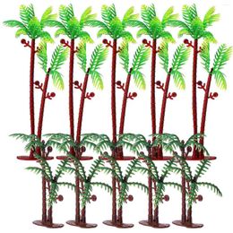 Decorative Flowers 10pcs Fake Palm Trees Artificial Decorations Cupcake Topper Props Tropical Scene Ornaments