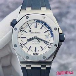 Designer AP Wrist Watch Royal Oak Offshore Series 15710ST White dial 1/4 Blue Precision Steel Mens Transparent Automatic Mechanical Watch 42mm