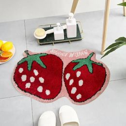 Bath Mats Dirty Resistant Bathroom Rug Non-slip Cute Strawberry Mat Anti-slip Water Absorbent For Entrance