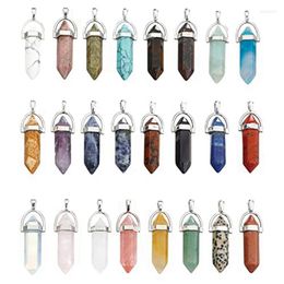 Decorative Figurines Healing Crystal Pendant For Women Natural Chakra Quartz Stone Charms Hexagonal Gemstone Bulk