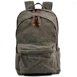 Backpack Designer Waterproof Oil Wax Canvas Daypacks Unisex Men Vintage Backpacks Women Anti-thief Travel Rucksacks Retro School Bags