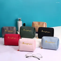 Storage Bags 1 Pc Velvet Women Cosmetic Bag Travel Large Makeup Solid Colour Zipper Lipstick Female Make Up Organiser Pouch