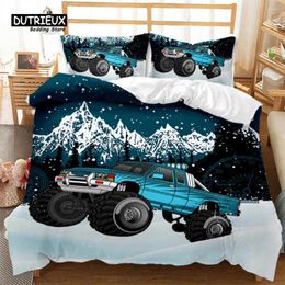 Sängkläder set off-road pickup truck king täcke cover cool bilset mikrofiber tröstare tvilling full för pojkar barn män sovrum dekor