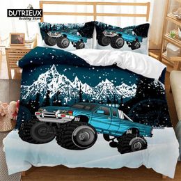 Set di biancheria da letto Pickup Off-Road Truck King copripiumino Cover cool di auto con pipistrello in microfibra Twin Full for Boys Kids Men Dare Deding Decor