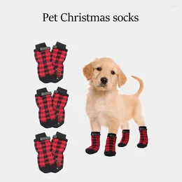 Dog Apparel 4PCS Pet Stocking Christmas Thermal Strap With Non-slip Sole Protector For Small Medium Large Dogs