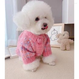 Dog Apparel Super Cute Pink Puppy Sweater 2024 Autumn Winter Pet Clothes Fashion Hand-knit Coat For Small Medium Chihuahua