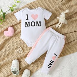 Clothing Sets Baby Set For Kid Boy Girls 3 -24 Months Cute Letter Printing Short Sleeve Long Top Pants Born Fashion Casual Outfit