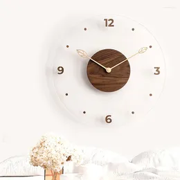 Wall Clocks Simple Nordic Clock Creative Solid Wood Acrylic Glass Home Living Room Decoration Restaurant Bedroom Bathroom
