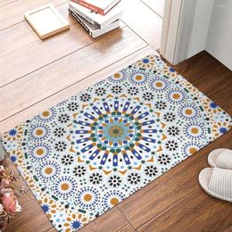 Carpets Moroccan Zelig Tile Retro Abstract Multi Color Pattern Anti-Slip Doormat Bath MatVintage Flower Floor Carpet Entrance Door