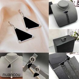 Designer Earrings For Women Chic Triangle Letter Necklace Tassel Chain Necklace Hip Hop Triangles Eardrops With Stamps Girl Cool Punk Jewelry Sets