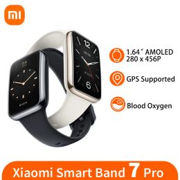Wristbands Latest Xiaomi Mi Band 7 Pro GPS Smart Bracelet 1.64" AMOLED Screen Blood Oxygen Fitness Waterproof MiBand 7 Pro