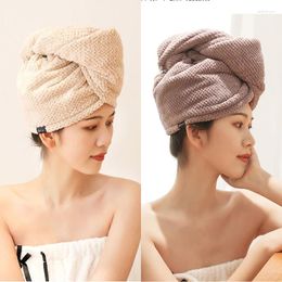 Towel Thickened Coral Fleece Hair Drying Cap Absorbent Bath With Edged Double-layered Head Wrap For Adult Women