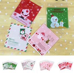 Gift Wrap 100Pcs Self Adhesive Christmas Cookie Candy Package Bags Cellophane 5 Colors