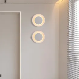 Wall Lamps LED Plaster Lamp Bedroom White Gypsum Light Living Room Background Bed Decoration AC 100-240V
