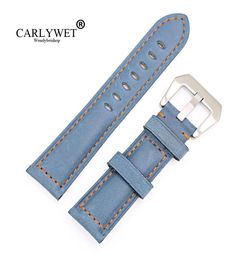 Rolamy 22 24mm Watch Band Blue Real Leather Replacement Thick Vine Wrist near me watch band tool4708902