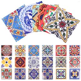 Wallpapers 24 Pcs Tile Stickers Mexican Tiles Decal Floor Self Adhesive Pvc Peel Bathroom Marble