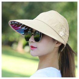 Summer Sun Hat Foldable UV Protection Visor Suncreen Floppy Cap Femme Outdoor Beach Hats 240403