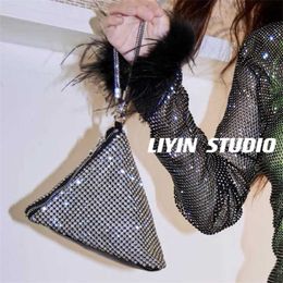 Bags High Level Explosive Shiny Diamond Studded Mini Triangle Zongzi Dinner Party Big Royal Fashionable and Simple Womens Bag