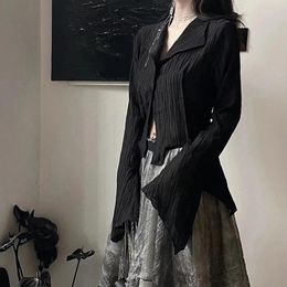 Women's Blouses Y2K Irregular Shirts Women Streetwear Gothic Long Sleeve Crop Tops Dark Academic Korean Fashion Chic Designed