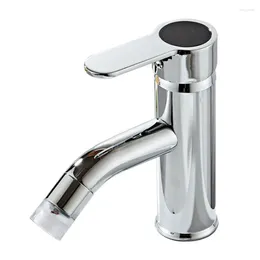 Bathroom Sink Faucets Faucet Colourful Light Single Handle One Hole Deck Mounted Lavatory Temperature Display Stainless Steel