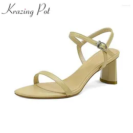 Dress Shoes Krazing Pot Genuine Leather Summer Basic Clothing Style Elegant Strange High Heels Plus Size 43 Fashion Peep Toe Women Sandals