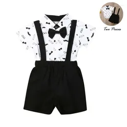 Clothing Sets 2024 Toddler Baby Boy Wedding Christening Formal Party Bow Tie Suit Outfit Tuxedo 0-24m