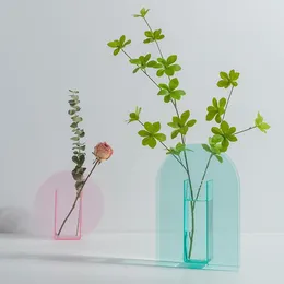 Vases Transparent Flower Vase Aesthetic Floral Arrangement Acrylic Table Arched Irregular Wavy Clear Hydroponic Home Decor