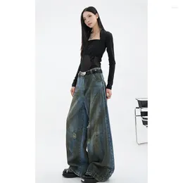 Women's Jeans Grunge Retro Y2K High Waist Vintage Loose Pants Streetwear Style 2024 Summer Women Wide Leg Baggy Ripped Denim Trouser