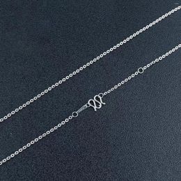 Chains Real Pure Platinum 950 Chain Women Lucky 1.6mm O Link Adjustable Necklace 3.45g/46cm