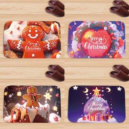 Carpets Customizable Christmas Gingerbread Man Elk Floor Mat Anti-slip Living Room Bedroom Entrance Universal