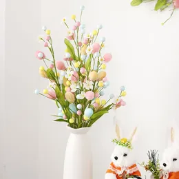 Decorative Flowers DIY Easter Eggs Cuttings Artificial Branch Colourful Painting Foam Bird Flower 2024 Home Decoration Gifts