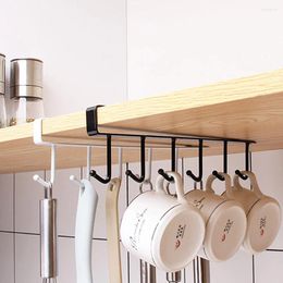 Kitchen Storage 6 Hooks Iron Accessories Shelf Clothes Hanging Wardrobe Organizer Cup Holder Glass Mug