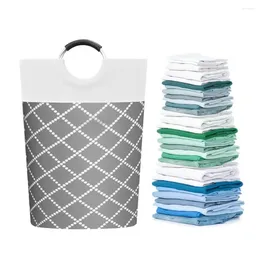 Laundry Bags Storage Bag Capacity Collapsible Basket Hamper With Portable Handle Rhombus Print Moisture For Dirty Home