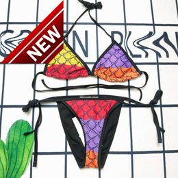 2024 New Fashion Designer Sexy Bikini Sets Cheap Swim Suit Women Sexy Swimsuit Ladies Backless Split Letter Multicolors Summer Time Beach Bathing suits Wind 16882