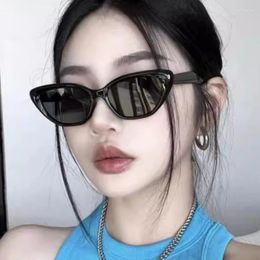 Sunglasses Vintage Cat Eye 2024 Korean Style Narrow Rim Women Shades Y2K Trendy Brand Design UV400 Protection Eyewear Glasses