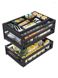 Kitchen Storage Three-tier Drawer-type Space Aluminum Alloy Dish Rack With Built-in Cabinet And Cabinet.