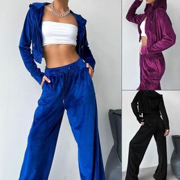 Sporty and Fashionable Women's Hooded Sweatshirt and Long Pants Set Versatile and Trendy for Fall and Winter AST181486